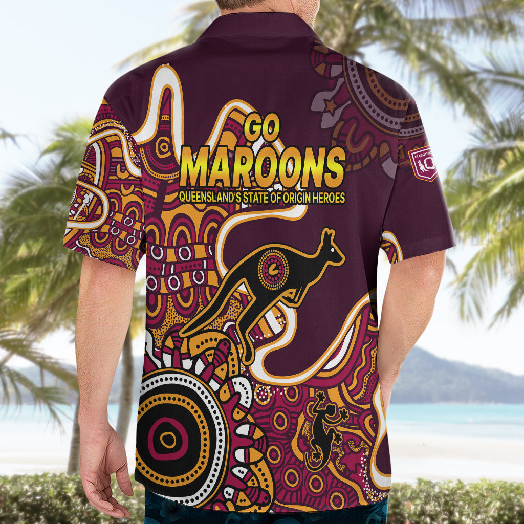 Queensland Rugby Hawaiian Shirt State of Origin Go Maroons Indigenous Tribal - Vibe Hoodie Shop