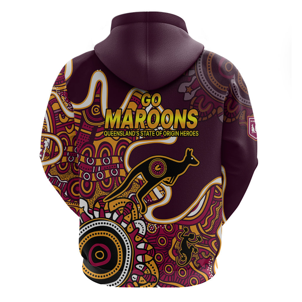 Queensland Rugby Hoodie State of Origin Go Maroons Indigenous Tribal LT9 - Vibe Hoodie Shop