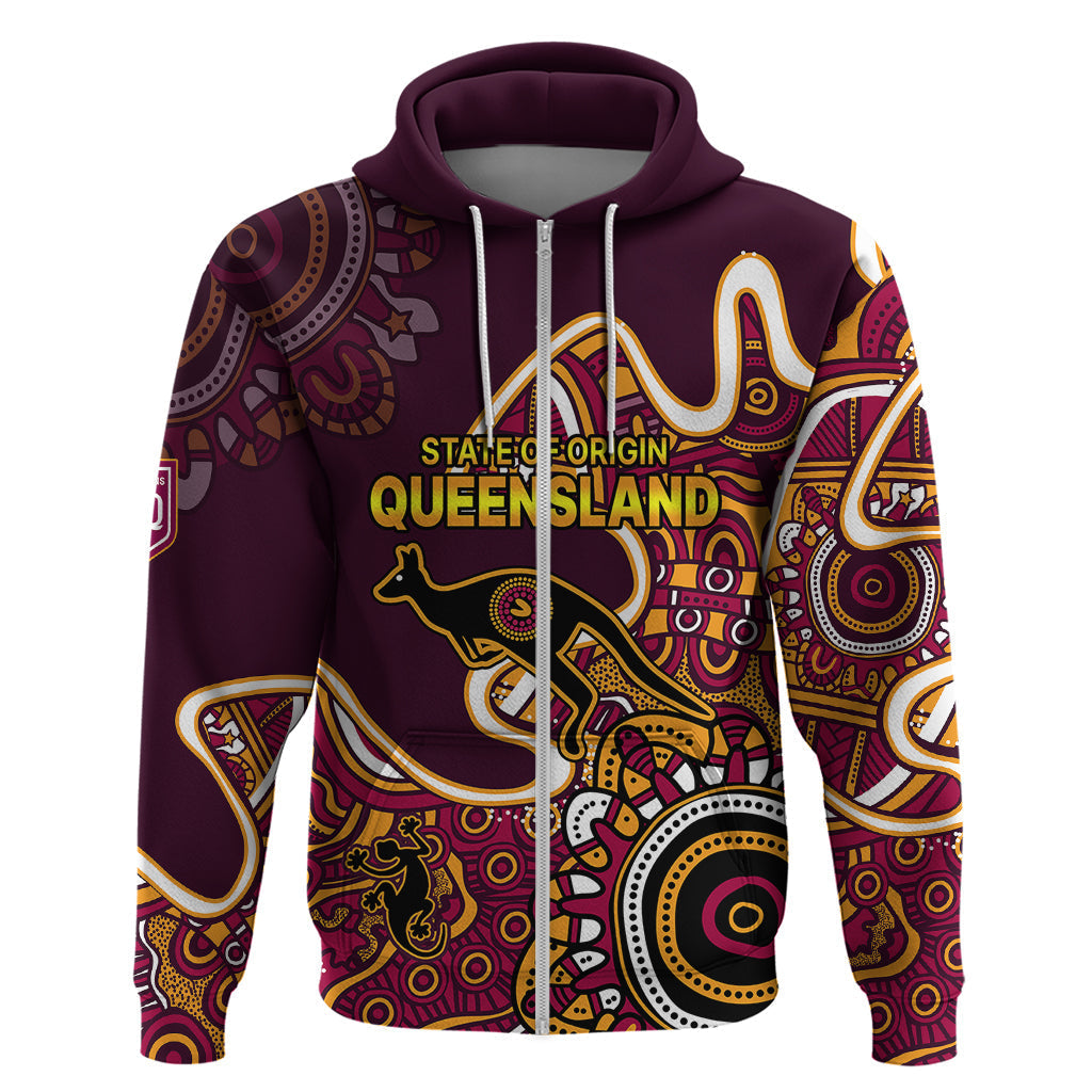 Queensland Rugby Hoodie State of Origin Go Maroons Indigenous Tribal LT9 - Vibe Hoodie Shop