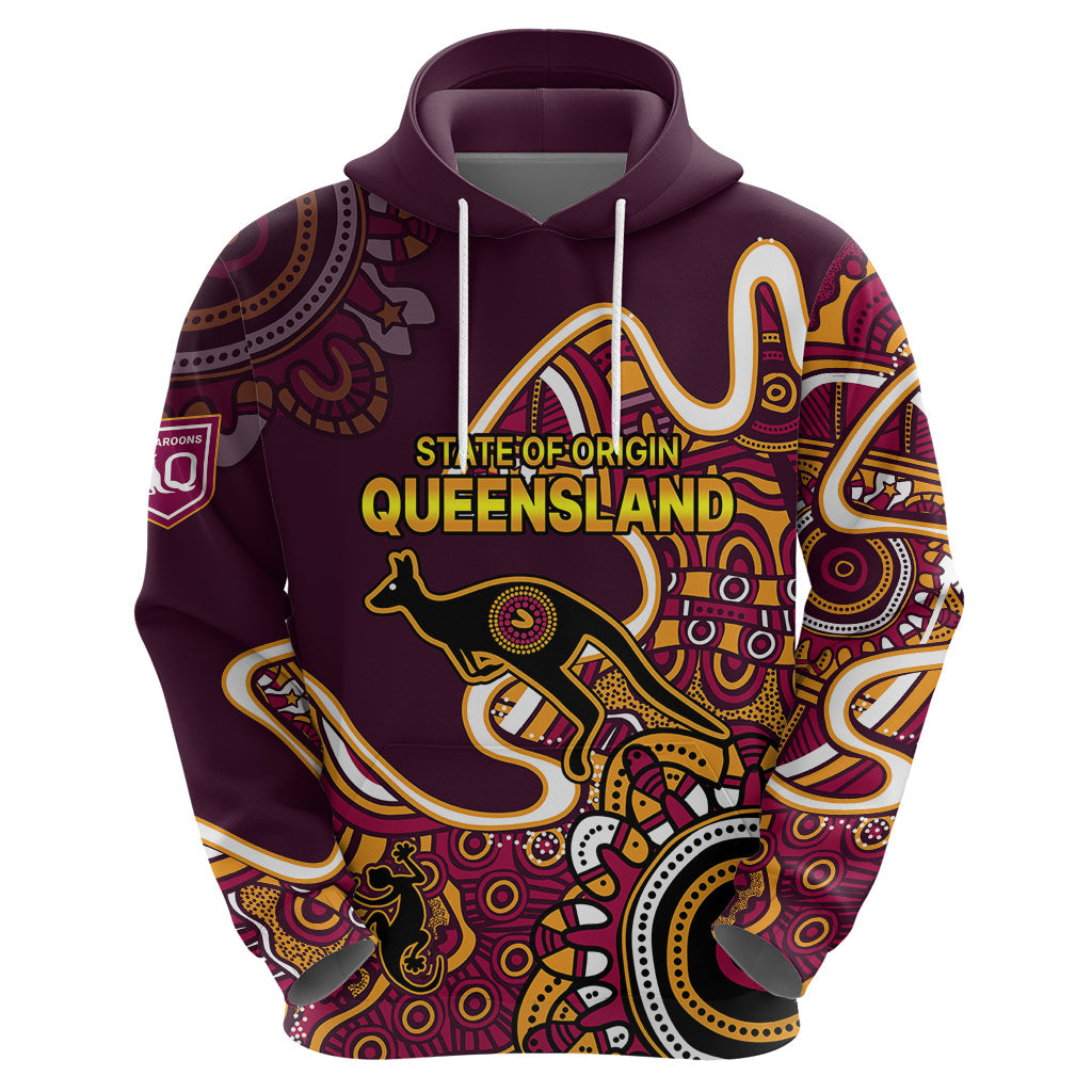 Queensland Rugby Hoodie State of Origin Go Maroons Indigenous Tribal LT9 - Vibe Hoodie Shop