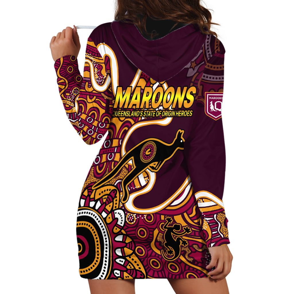 Queensland Rugby Hoodie Dress State of Origin Go Maroons Indigenous Tribal - Vibe Hoodie Shop