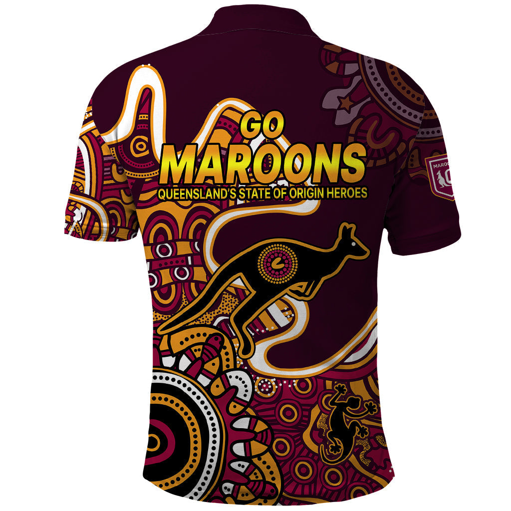 Queensland Rugby Polo Shirt State of Origin Go Maroons Indigenous Tribal LT9 - Vibe Hoodie Shop