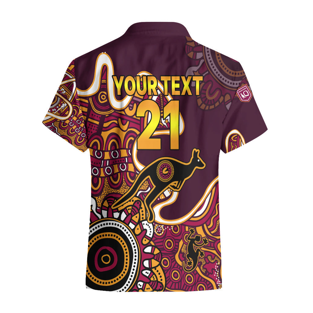 (Custom Text and Number) Queensland Rugby Hawaiian Shirt State of Origin Go Maroons Indigenous Tribal - Vibe Hoodie Shop