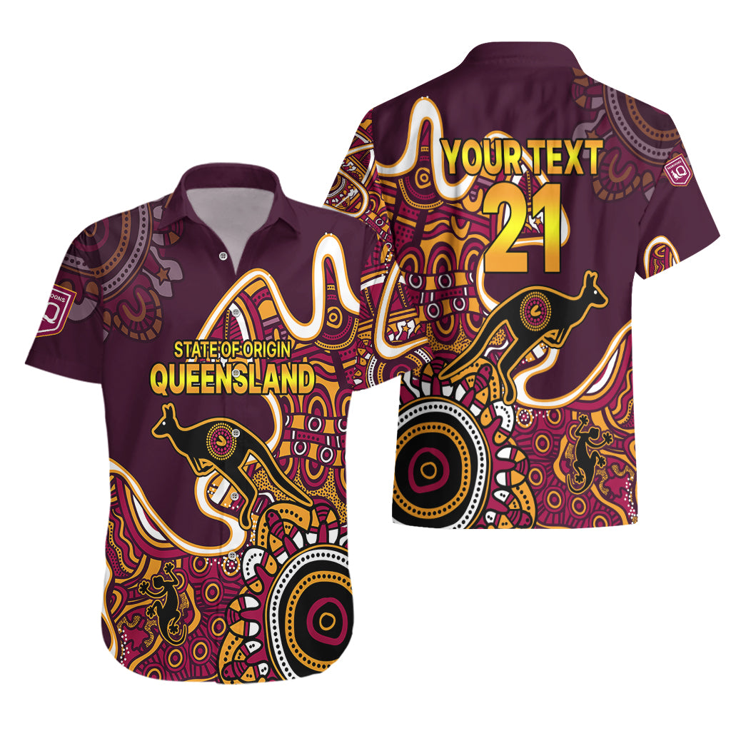 (Custom Text and Number) Queensland Rugby Hawaiian Shirt State of Origin Go Maroons Indigenous Tribal - Vibe Hoodie Shop