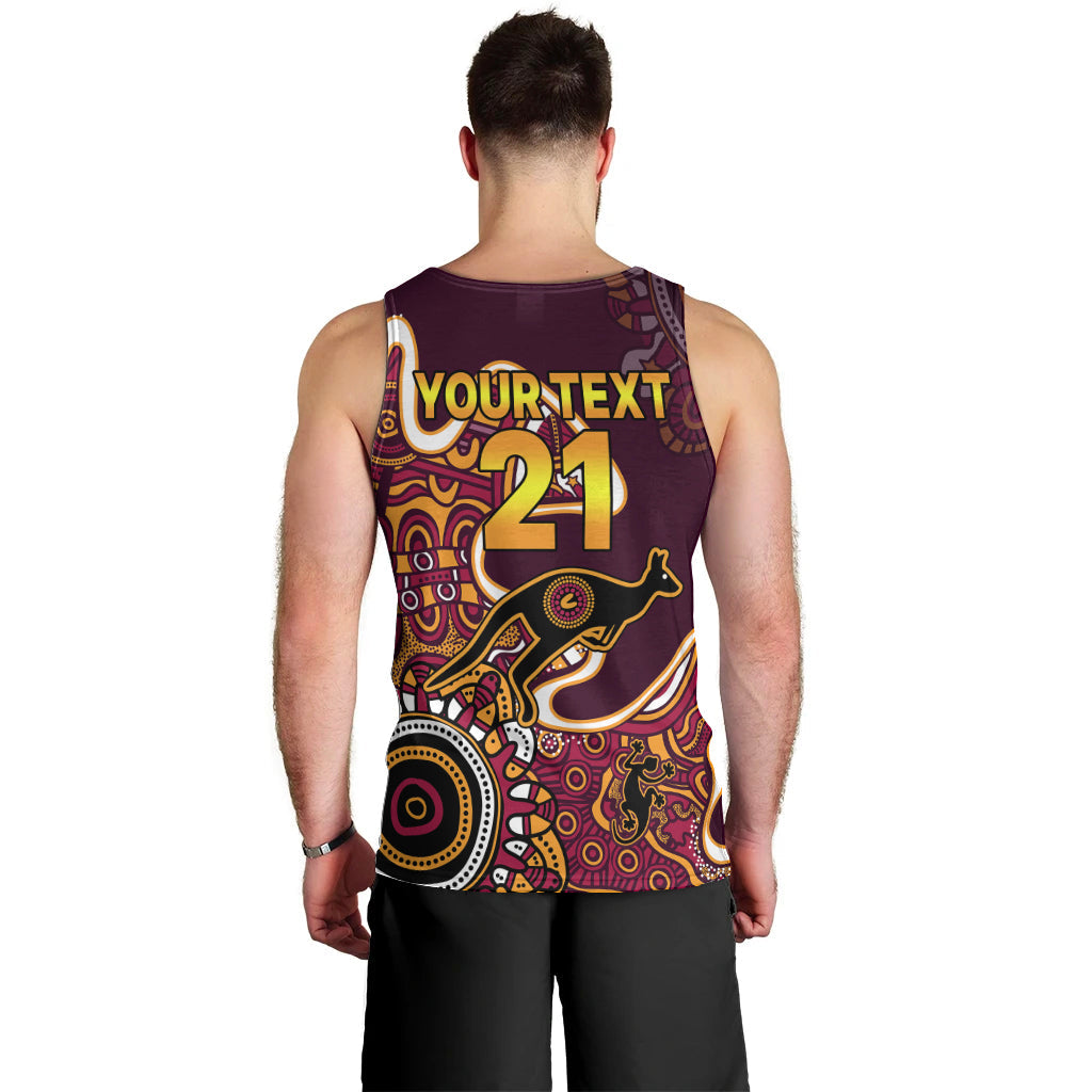 (Custom Text and Number) Queensland Rugby Men Tank Top State of Origin Go Maroons Indigenous Tribal - Vibe Hoodie Shop