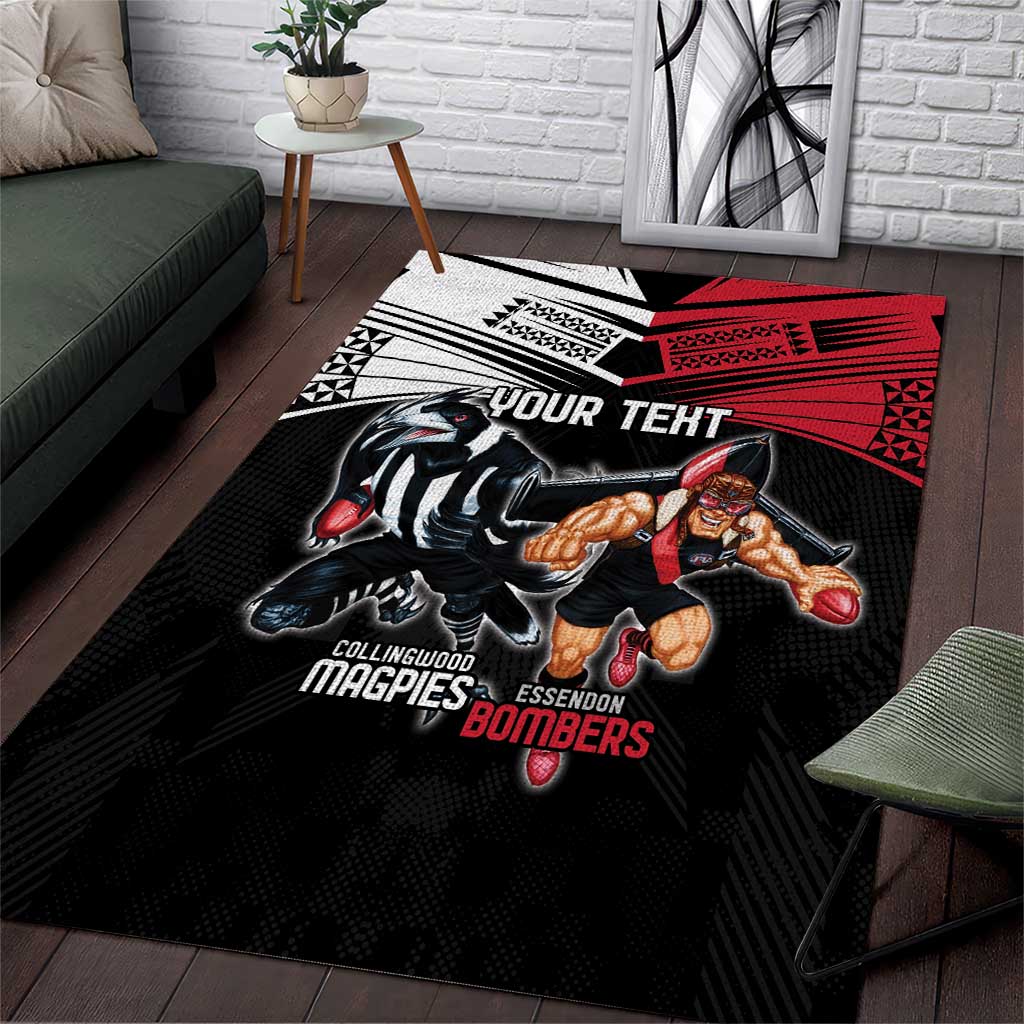 Custom Essendon and Collingwood Area Rug Together Sporty Style - Vibe Hoodie Shop