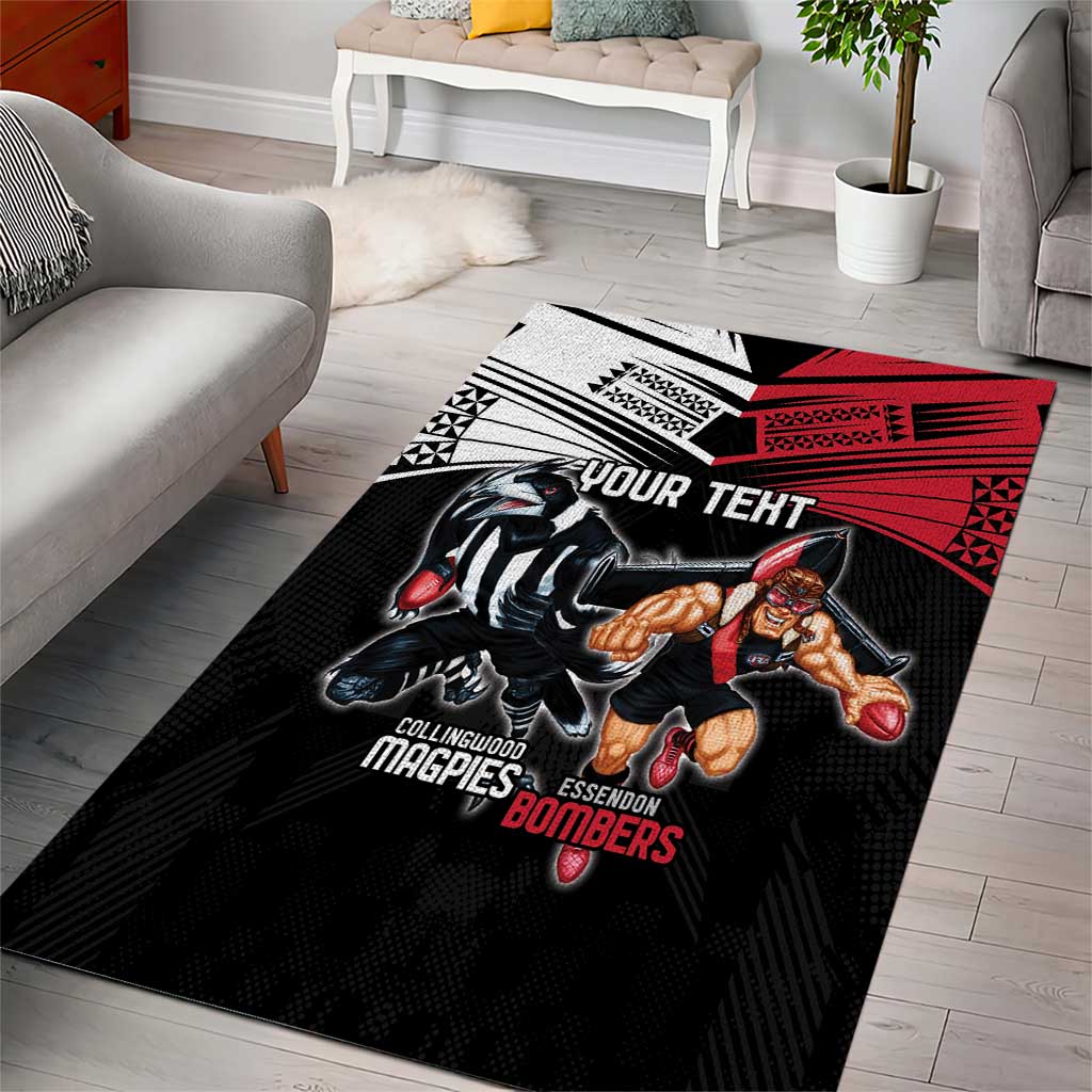 Custom Essendon and Collingwood Area Rug Together Sporty Style - Vibe Hoodie Shop