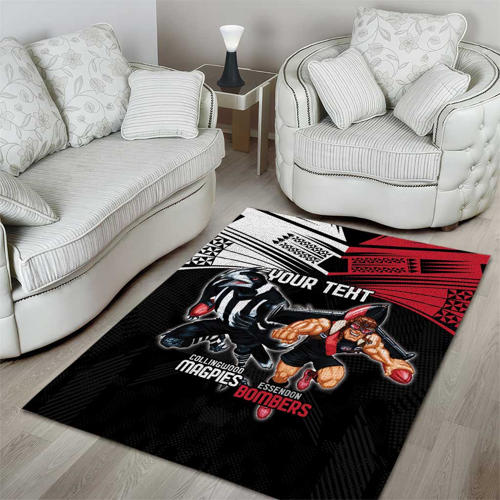 Custom Essendon and Collingwood Area Rug Together Sporty Style - Vibe Hoodie Shop