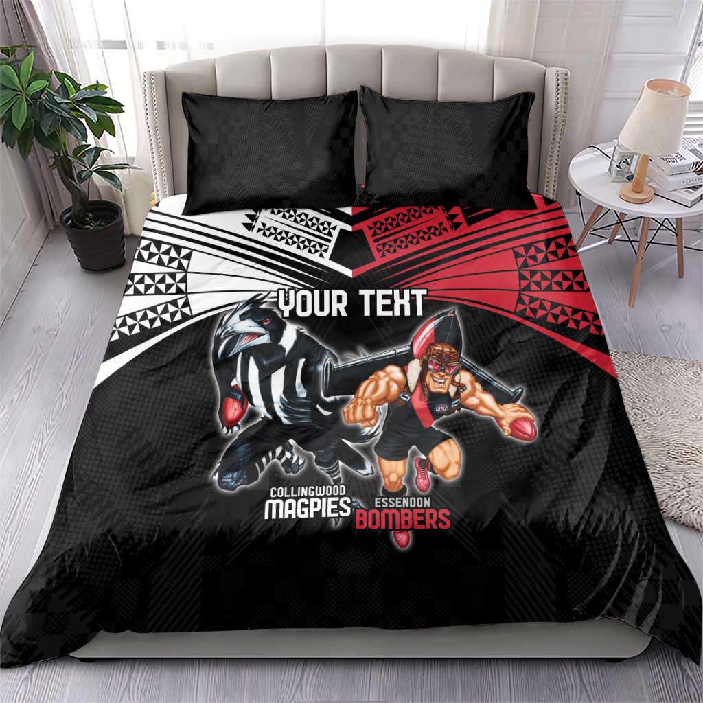 Custom Essendon and Collingwood Bedding Set Together Sporty Style - Vibe Hoodie Shop