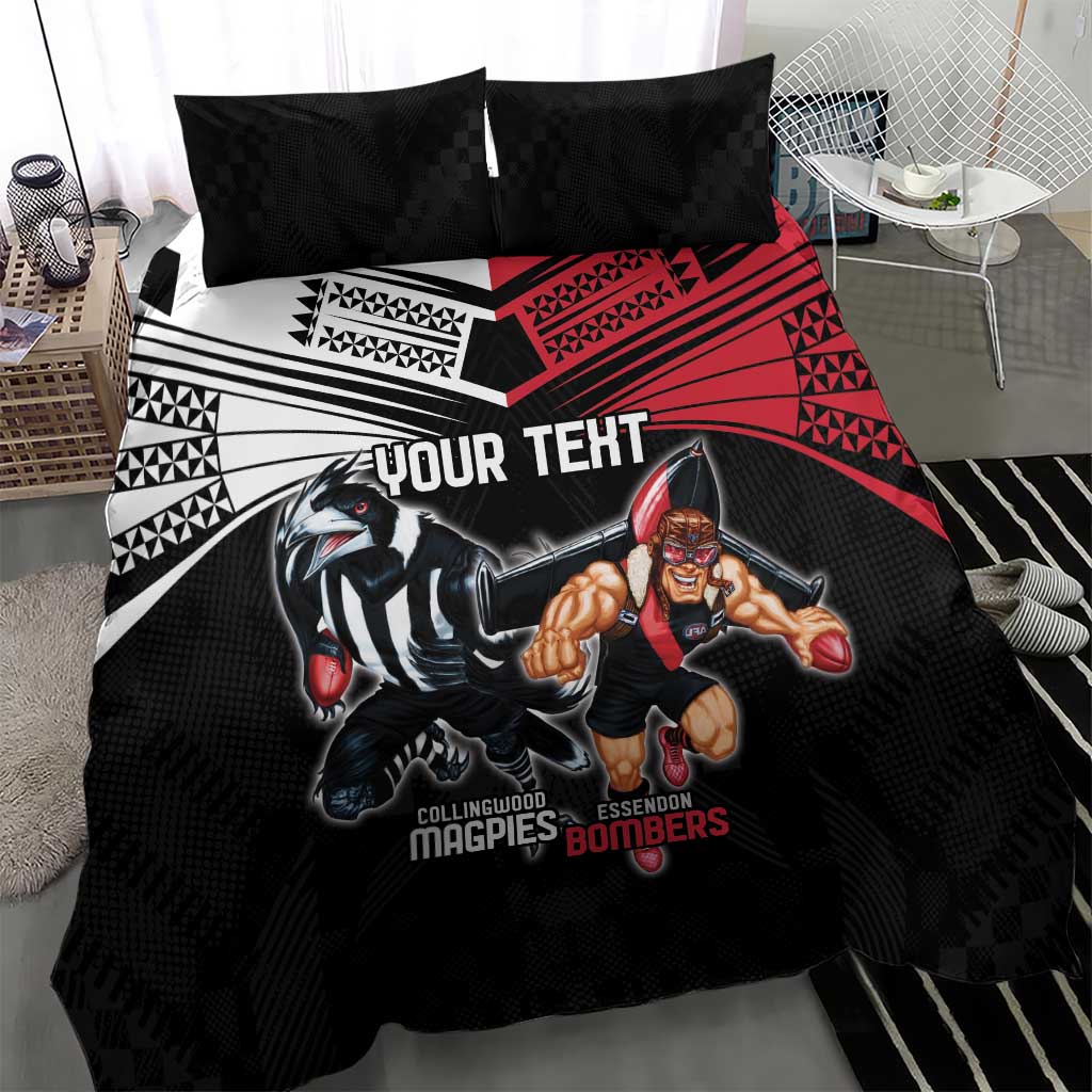 Custom Essendon and Collingwood Bedding Set Together Sporty Style - Vibe Hoodie Shop