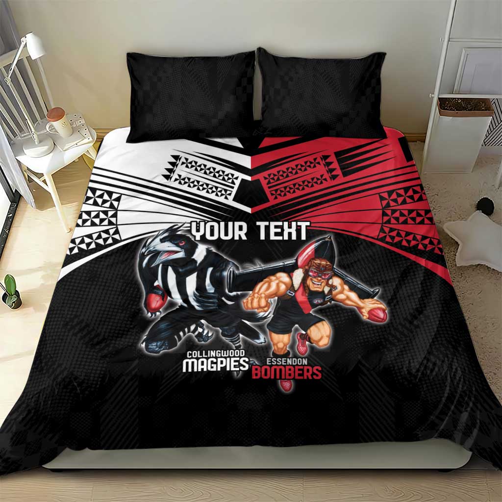 Custom Essendon and Collingwood Bedding Set Together Sporty Style - Vibe Hoodie Shop