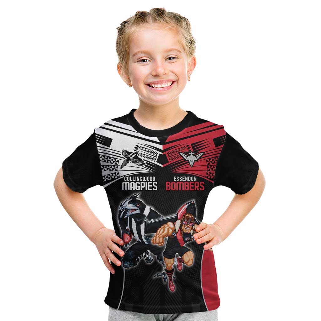 Custom Essendon and Collingwood Kid T Shirt Together Sporty Style - Vibe Hoodie Shop
