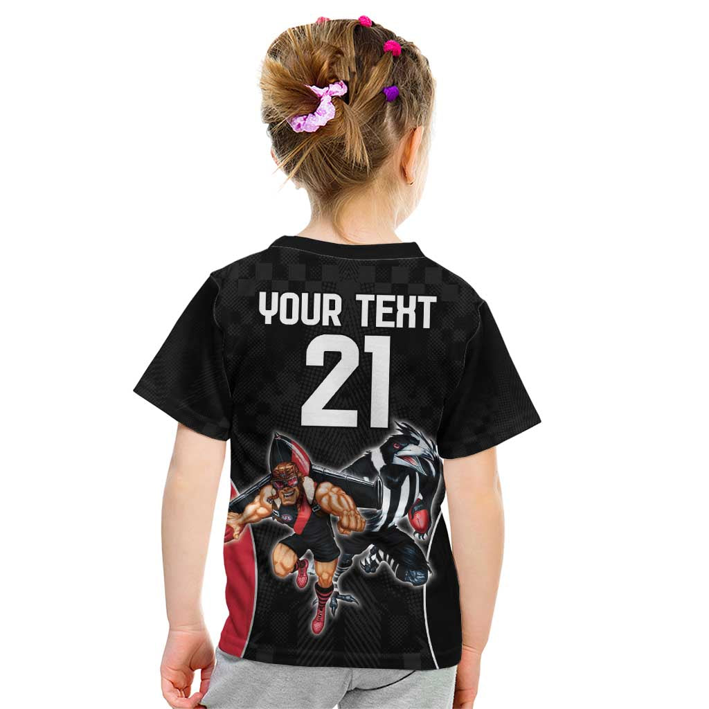 Custom Essendon and Collingwood Kid T Shirt Together Sporty Style - Vibe Hoodie Shop