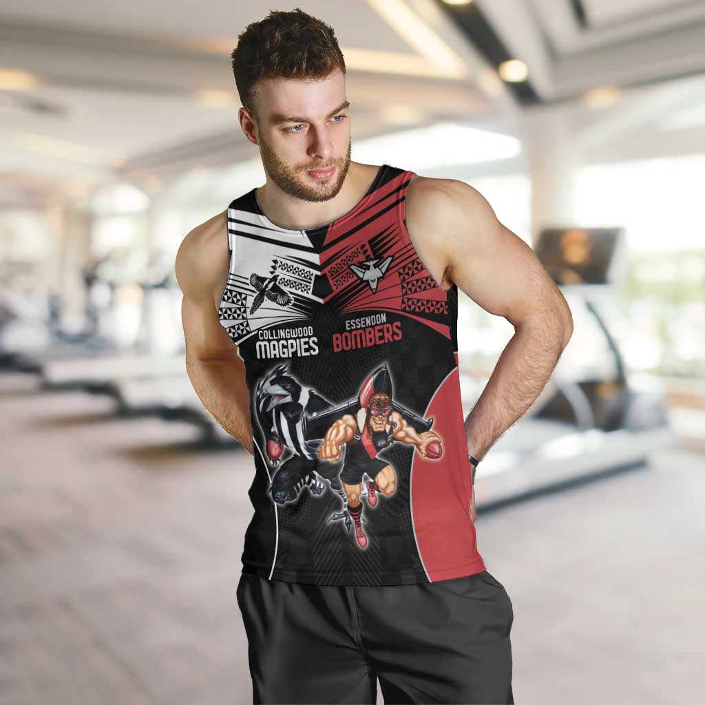 Custom Essendon and Collingwood Men Tank Top Together Sporty Style - Vibe Hoodie Shop