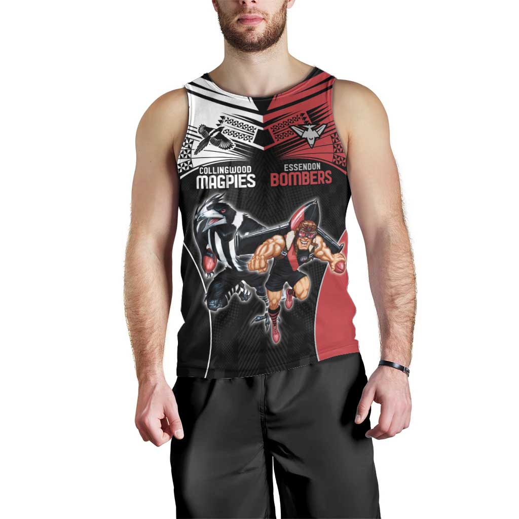 Custom Essendon and Collingwood Men Tank Top Together Sporty Style - Vibe Hoodie Shop