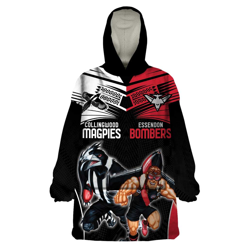 Custom Essendon and Collingwood Wearable Blanket Hoodie Together Sporty Style - Vibe Hoodie Shop