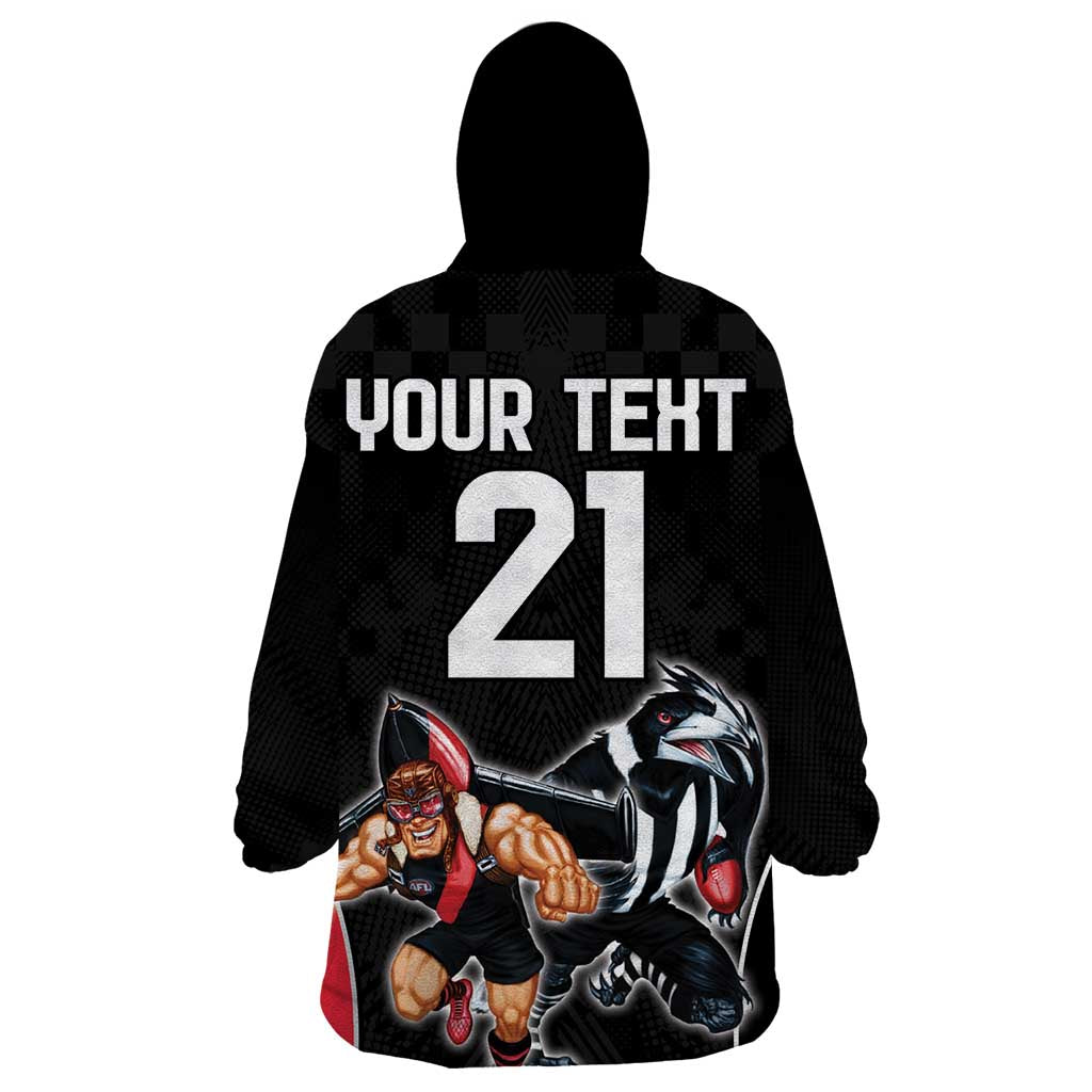 Custom Essendon and Collingwood Wearable Blanket Hoodie Together Sporty Style - Vibe Hoodie Shop