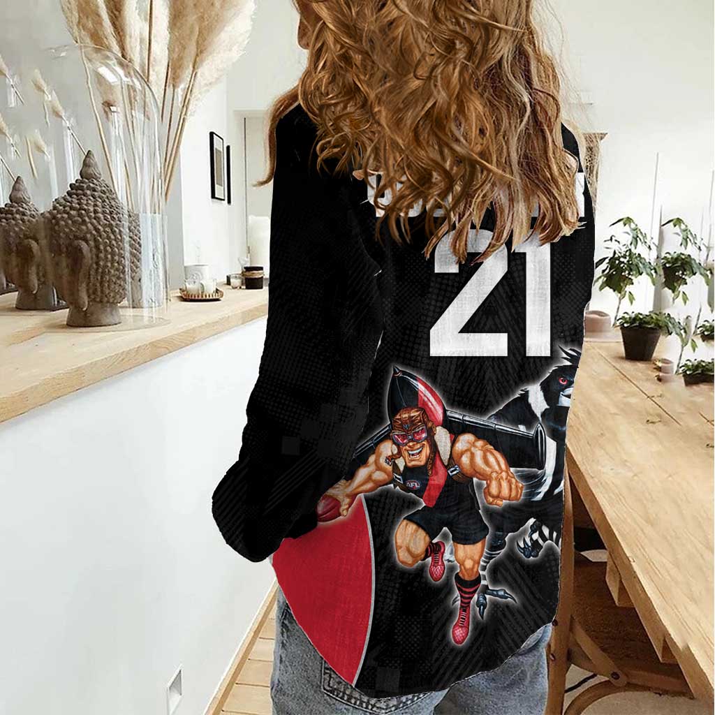 Custom Essendon and Collingwood Women Casual Shirt Together Sporty Style - Vibe Hoodie Shop