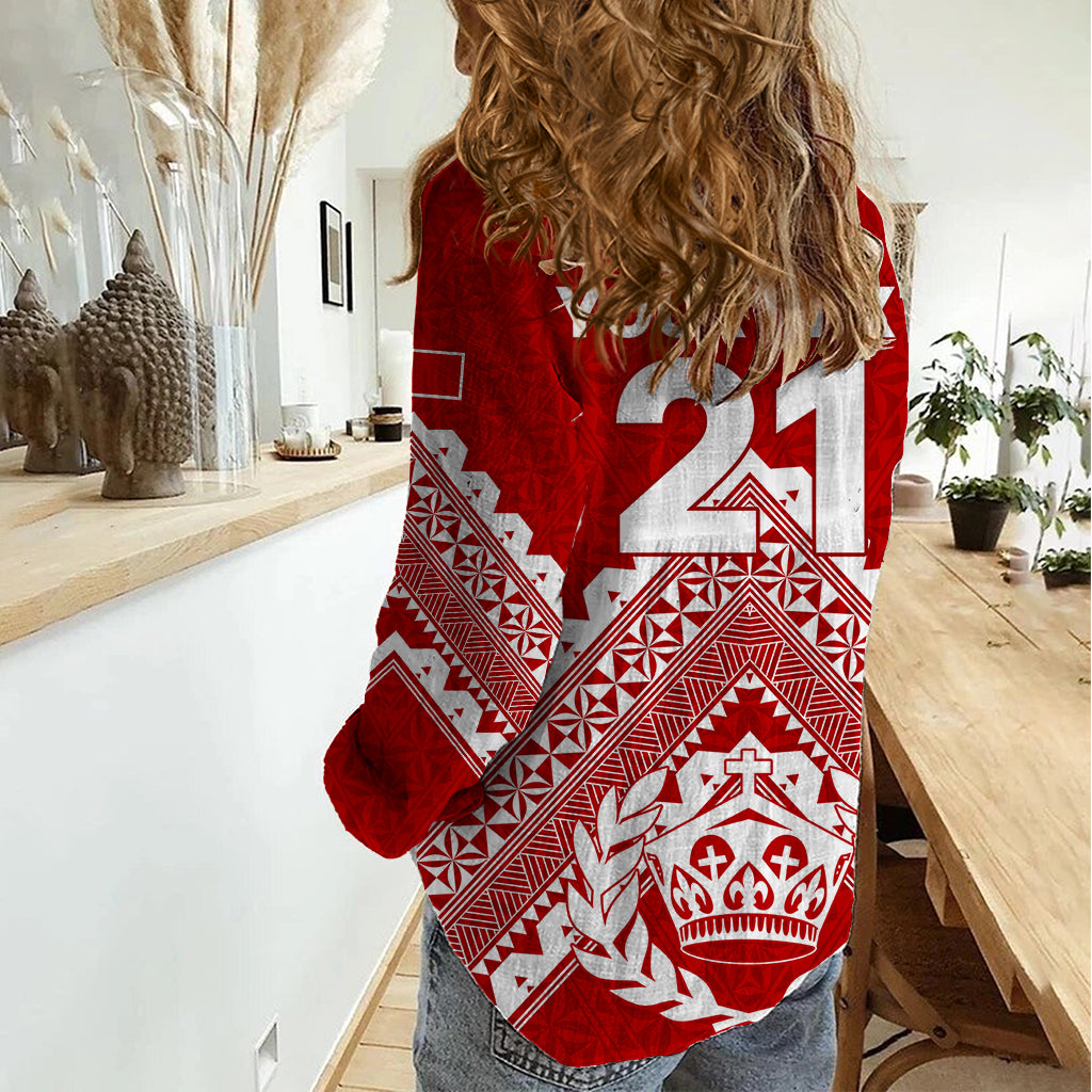 Custom Tonga Rugby Women Casual Shirt Proud Tongan Ngatu Kupesi World Cup 2023 No1 - Vibe Hoodie Shop