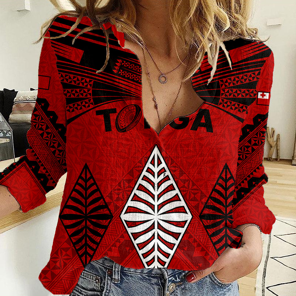 Custom Tonga Rugby Women Casual Shirt Proud Tongan Ngatu Kupesi World Cup 2023 No2 - Vibe Hoodie Shop