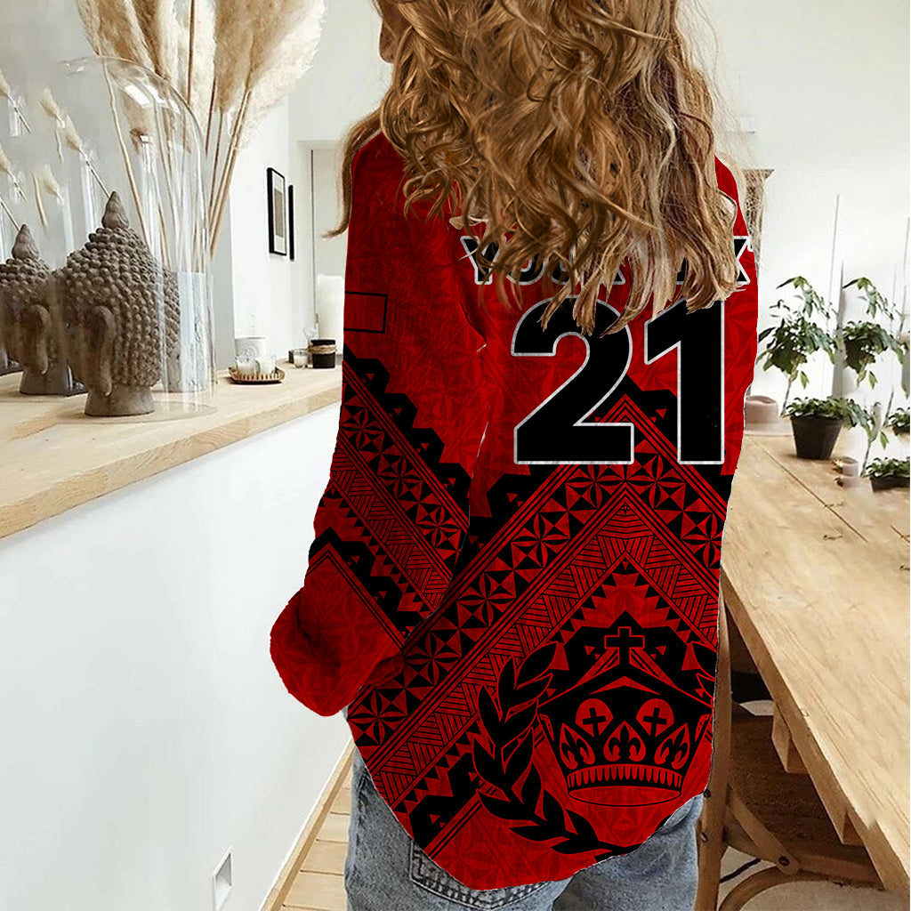 Custom Tonga Rugby Women Casual Shirt Proud Tongan Ngatu Kupesi World Cup 2023 No2 - Vibe Hoodie Shop