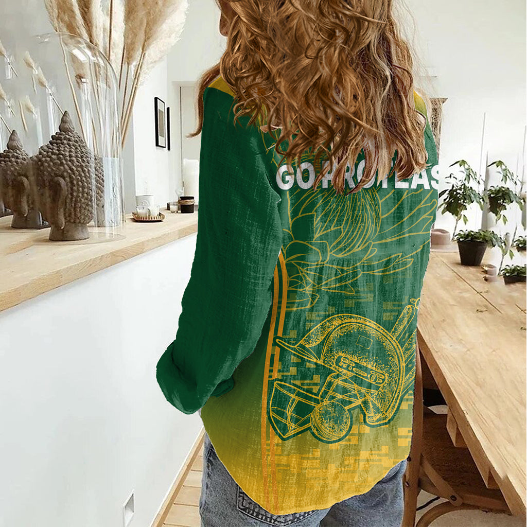 South Africa Cricket Women Casual Shirt Go Proteas World Cup Version 2023 Sproty - Vibe Hoodie Shop