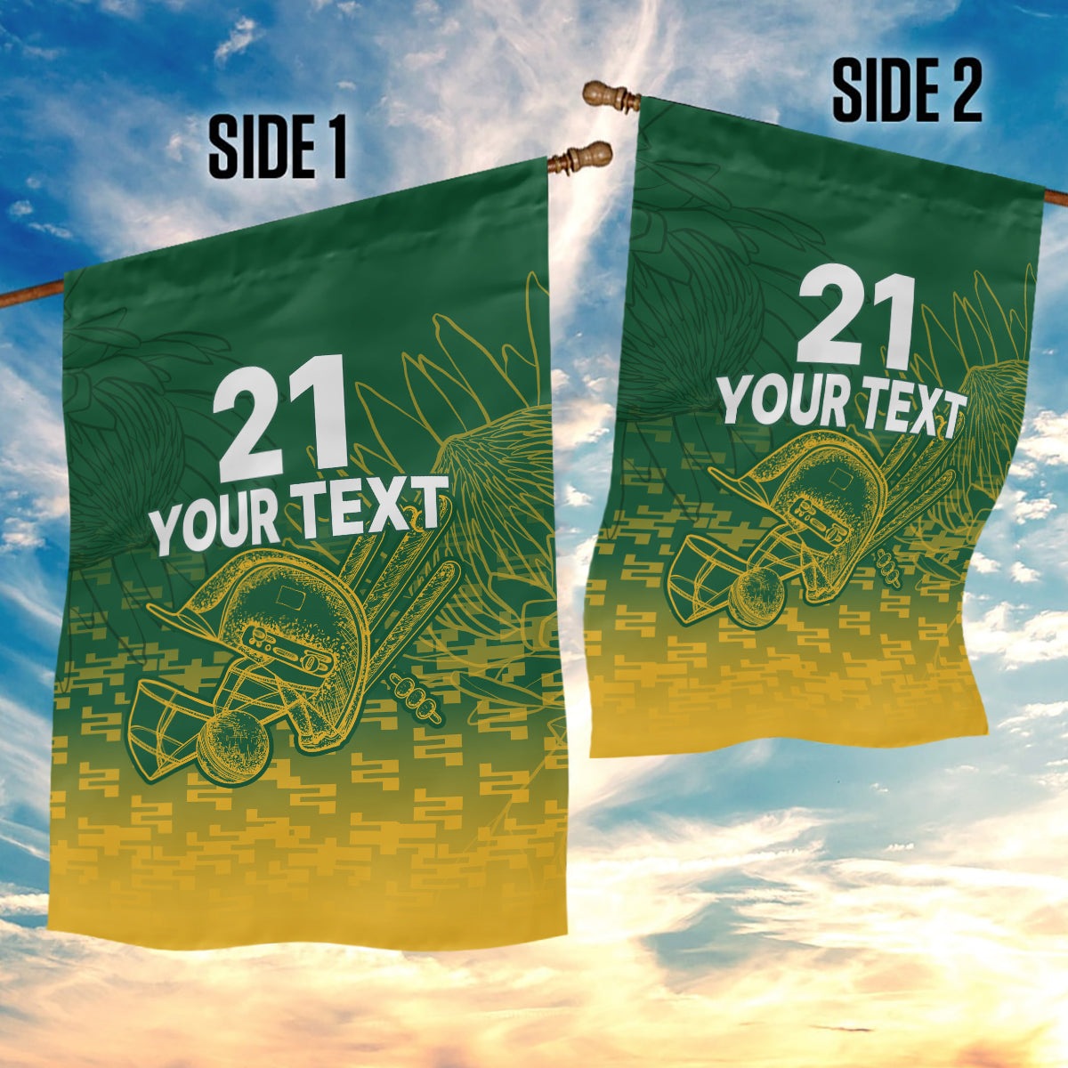 Custom South Africa Cricket Garden Flag Go Proteas World Cup Version 2023 Sproty - Vibe Hoodie Shop