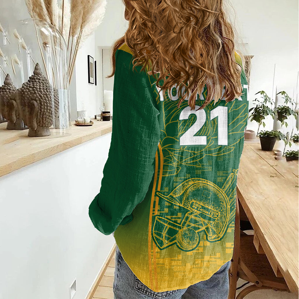Custom South Africa Cricket Women Casual Shirt Go Proteas World Cup Version 2023 Sproty - Vibe Hoodie Shop
