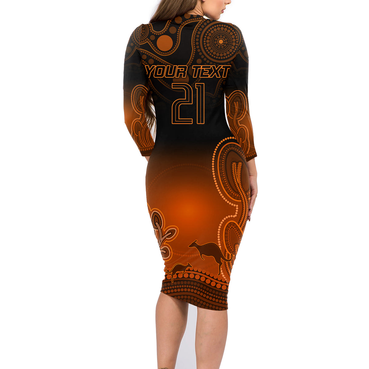 custom-australia-wallabies-rugby-family-matching-long-sleeve-bodycon-dress-and-hawaiian-shirt-the-starry-night-indigenous