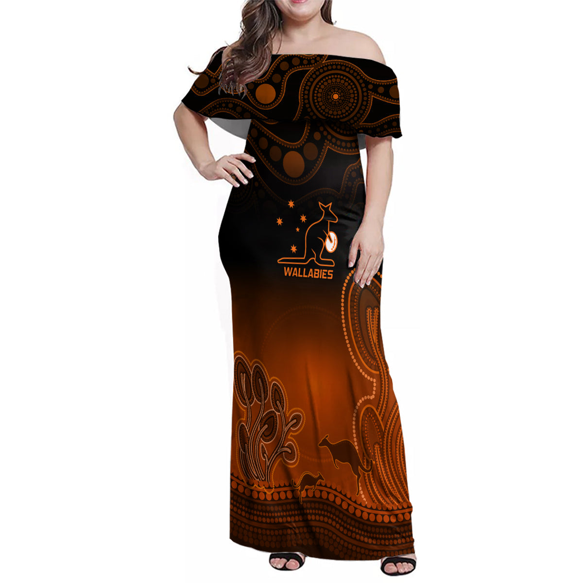 custom-australia-wallabies-rugby-family-matching-off-shoulder-maxi-dress-and-hawaiian-shirt-the-starry-night-indigenous