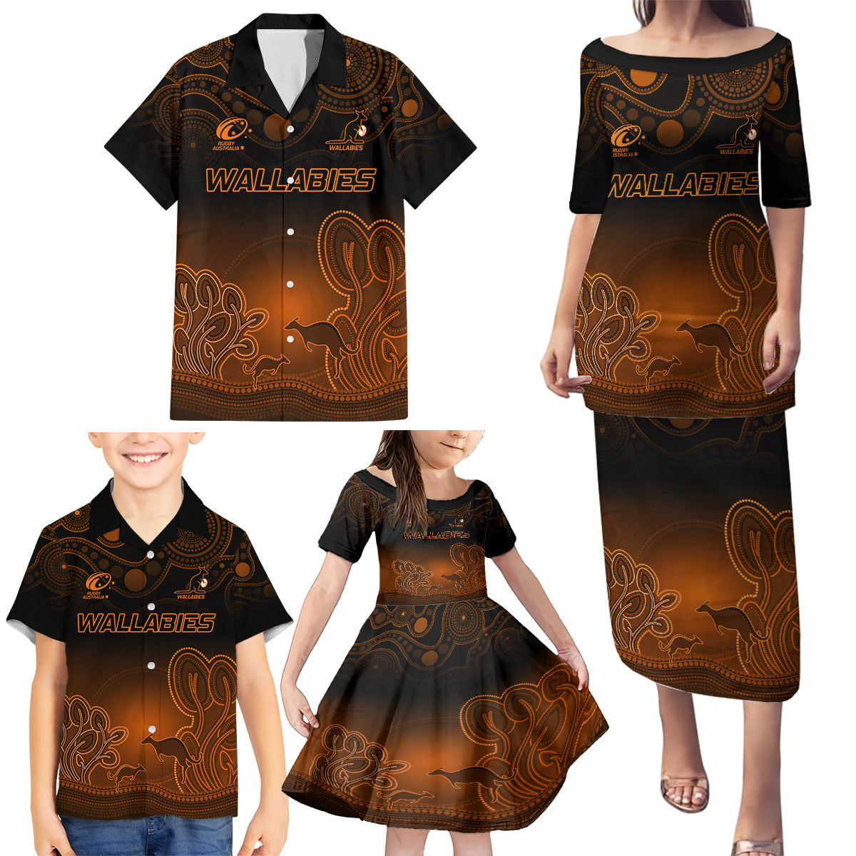 custom-australia-wallabies-rugby-family-matching-puletasi-dress-and-hawaiian-shirt-the-starry-night-indigenous