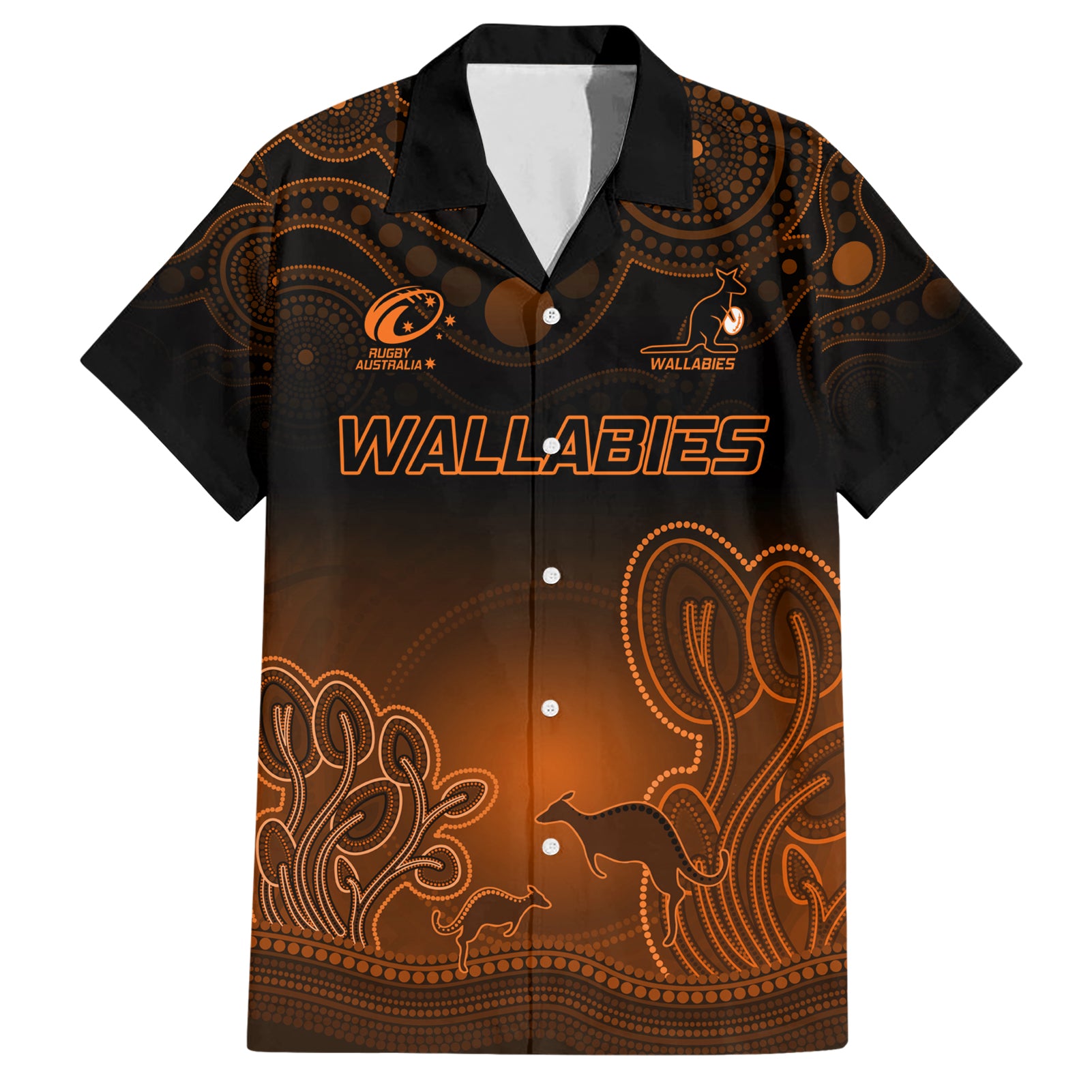 custom-australia-wallabies-rugby-family-matching-short-sleeve-bodycon-dress-and-hawaiian-shirt-the-starry-night-indigenous