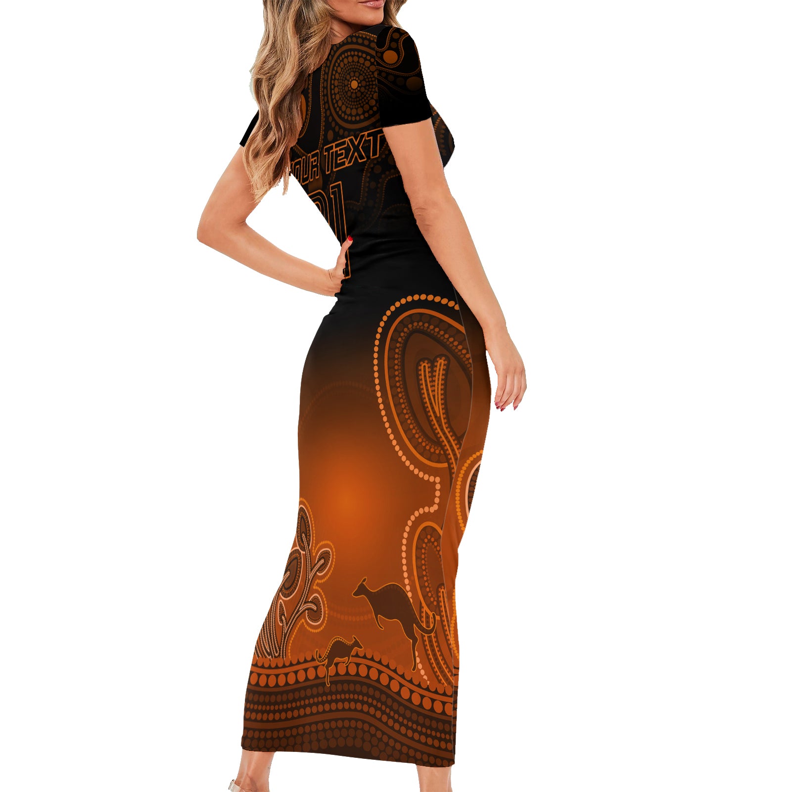 custom-australia-wallabies-rugby-family-matching-short-sleeve-bodycon-dress-and-hawaiian-shirt-the-starry-night-indigenous