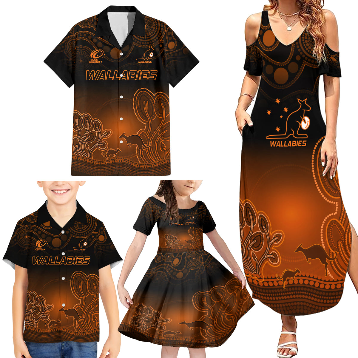 custom-australia-wallabies-rugby-family-matching-summer-maxi-dress-and-hawaiian-shirt-the-starry-night-indigenous