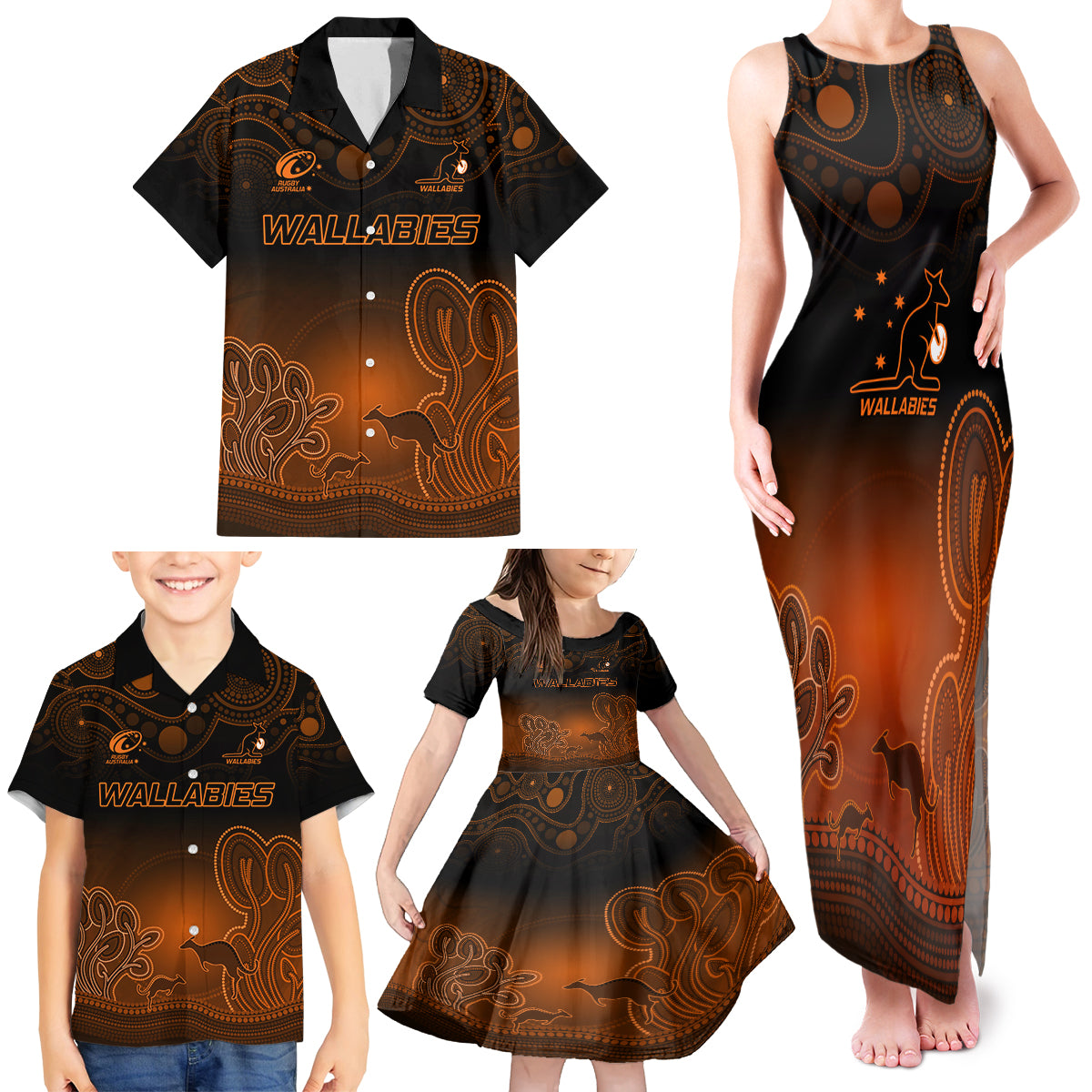 custom-australia-wallabies-rugby-family-matching-tank-maxi-dress-and-hawaiian-shirt-the-starry-night-indigenous