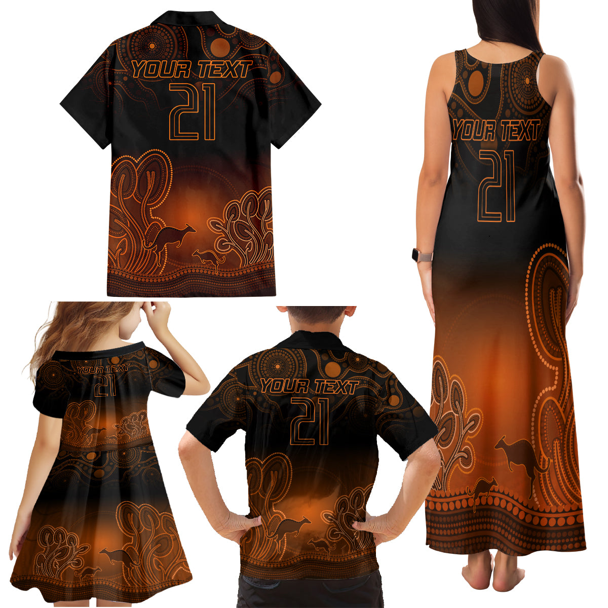 custom-australia-wallabies-rugby-family-matching-tank-maxi-dress-and-hawaiian-shirt-the-starry-night-indigenous