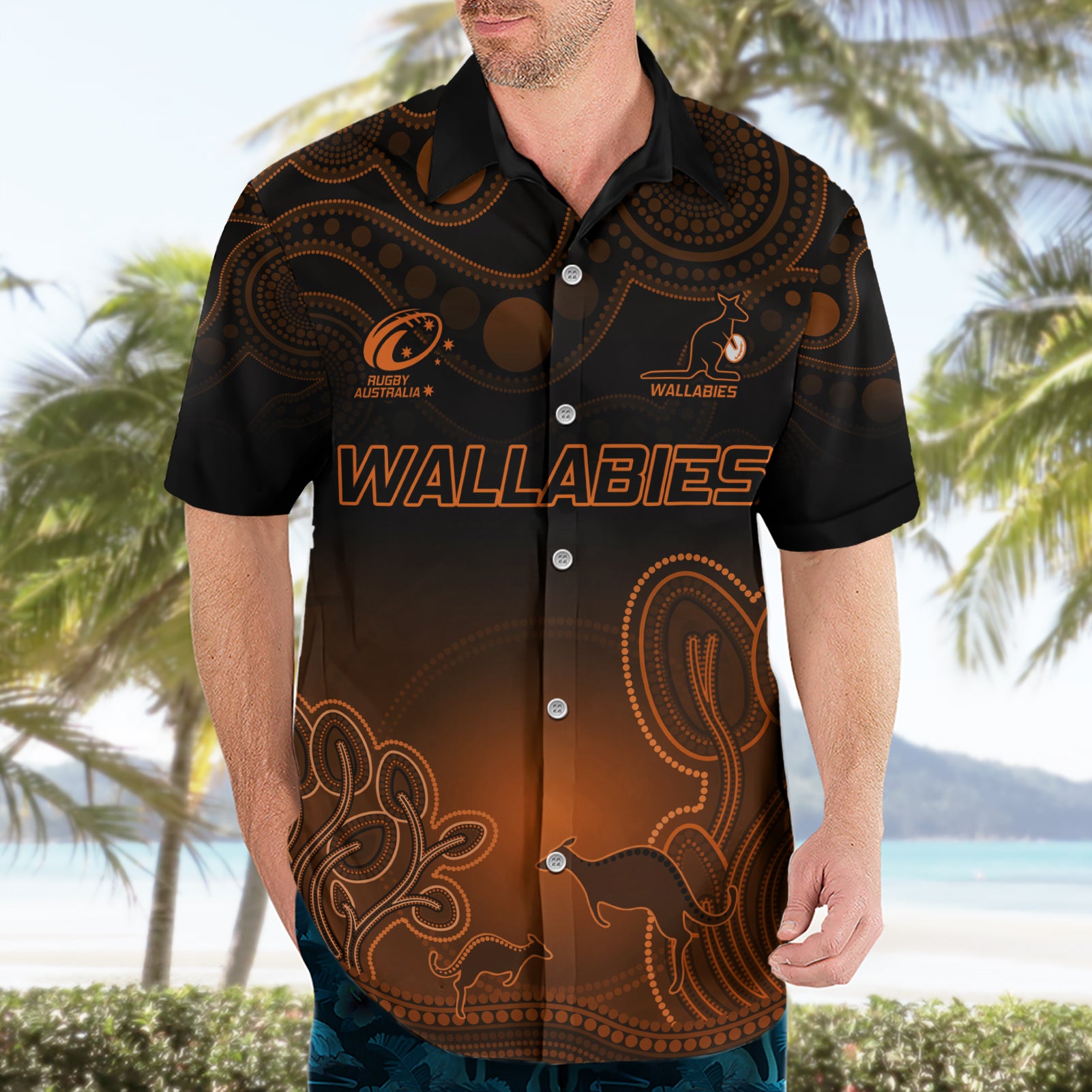 Custom Australia Wallabies Rugby Hawaiian Shirt The Starry Night Indigenous - Vibe Hoodie Shop