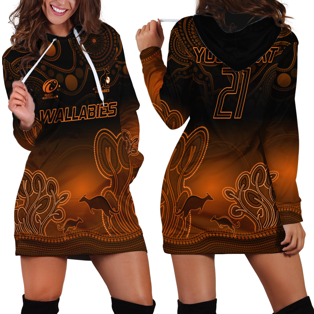 Custom Australia Wallabies Rugby Hoodie Dress The Starry Night Indigenous - Vibe Hoodie Shop