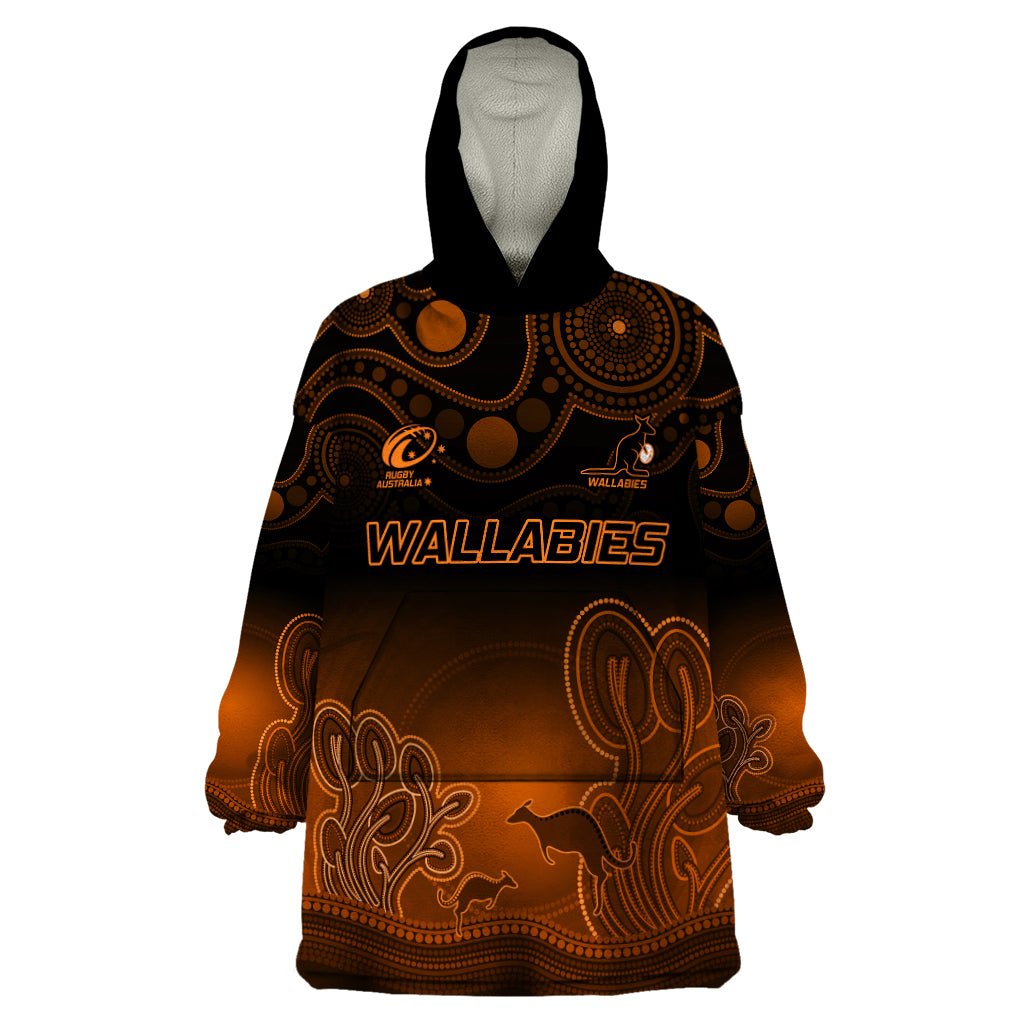 Custom Australia Wallabies Rugby Wearable Blanket Hoodie The Starry Night Indigenous - Vibe Hoodie Shop