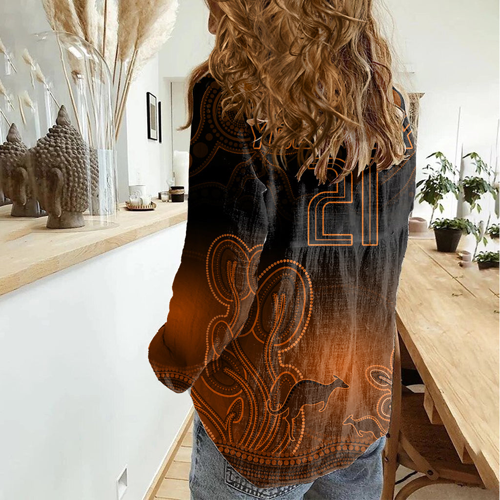 Custom Australia Wallabies Rugby Women Casual Shirt The Starry Night Indigenous - Vibe Hoodie Shop