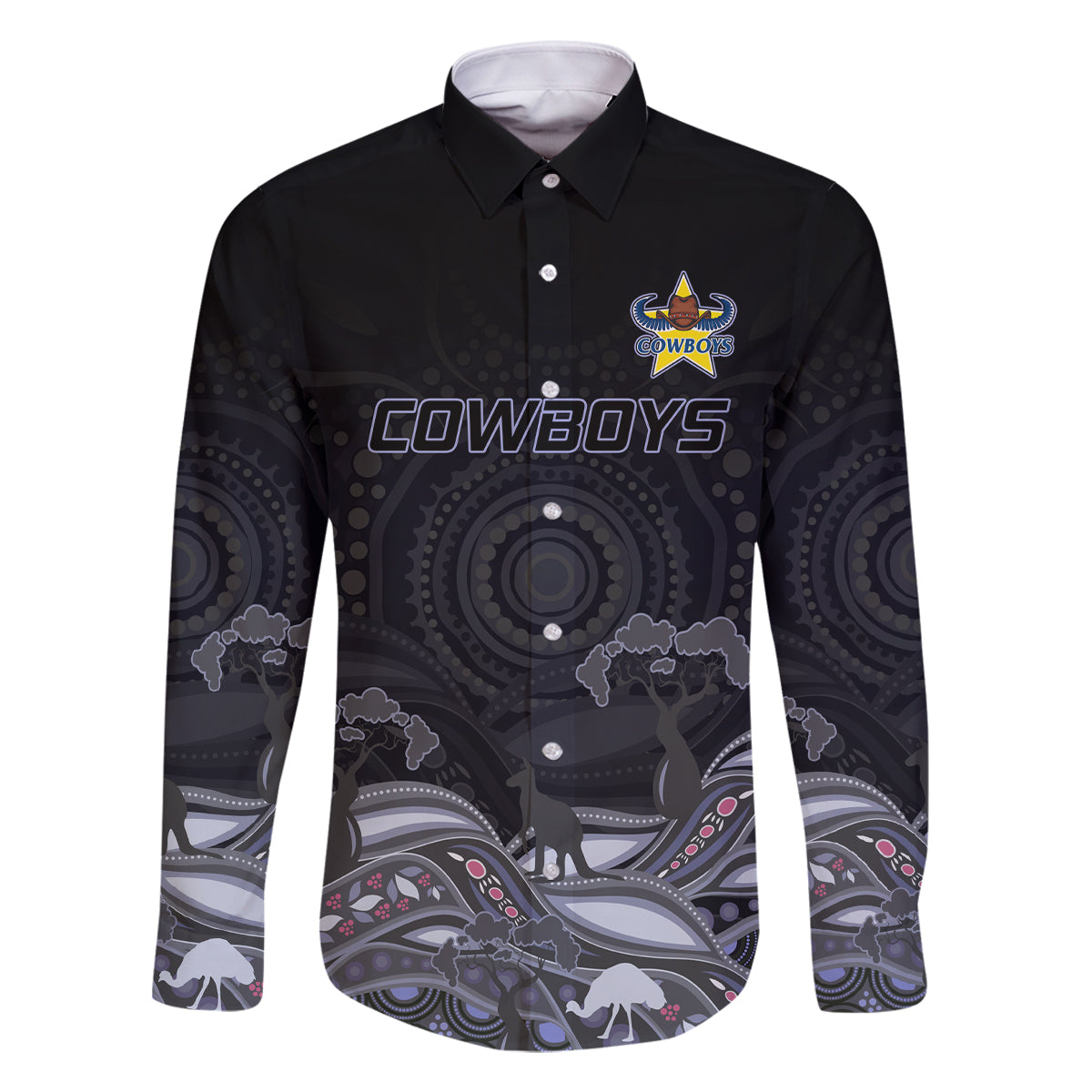 custom-cowboys-rugby-family-matching-long-sleeve-bodycon-dress-and-hawaiian-shirt-the-starry-night-indigenous