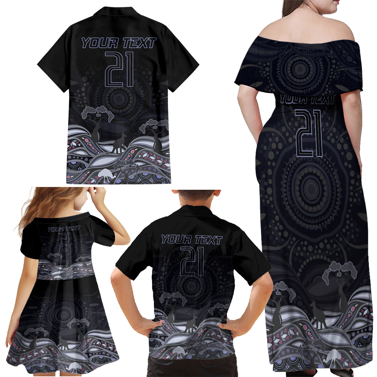 custom-cowboys-rugby-family-matching-off-shoulder-maxi-dress-and-hawaiian-shirt-the-starry-night-indigenous