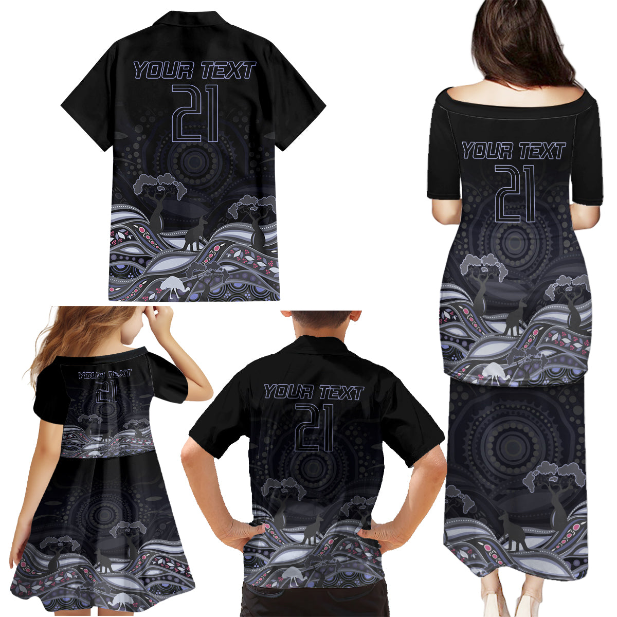 custom-cowboys-rugby-family-matching-puletasi-dress-and-hawaiian-shirt-the-starry-night-indigenous