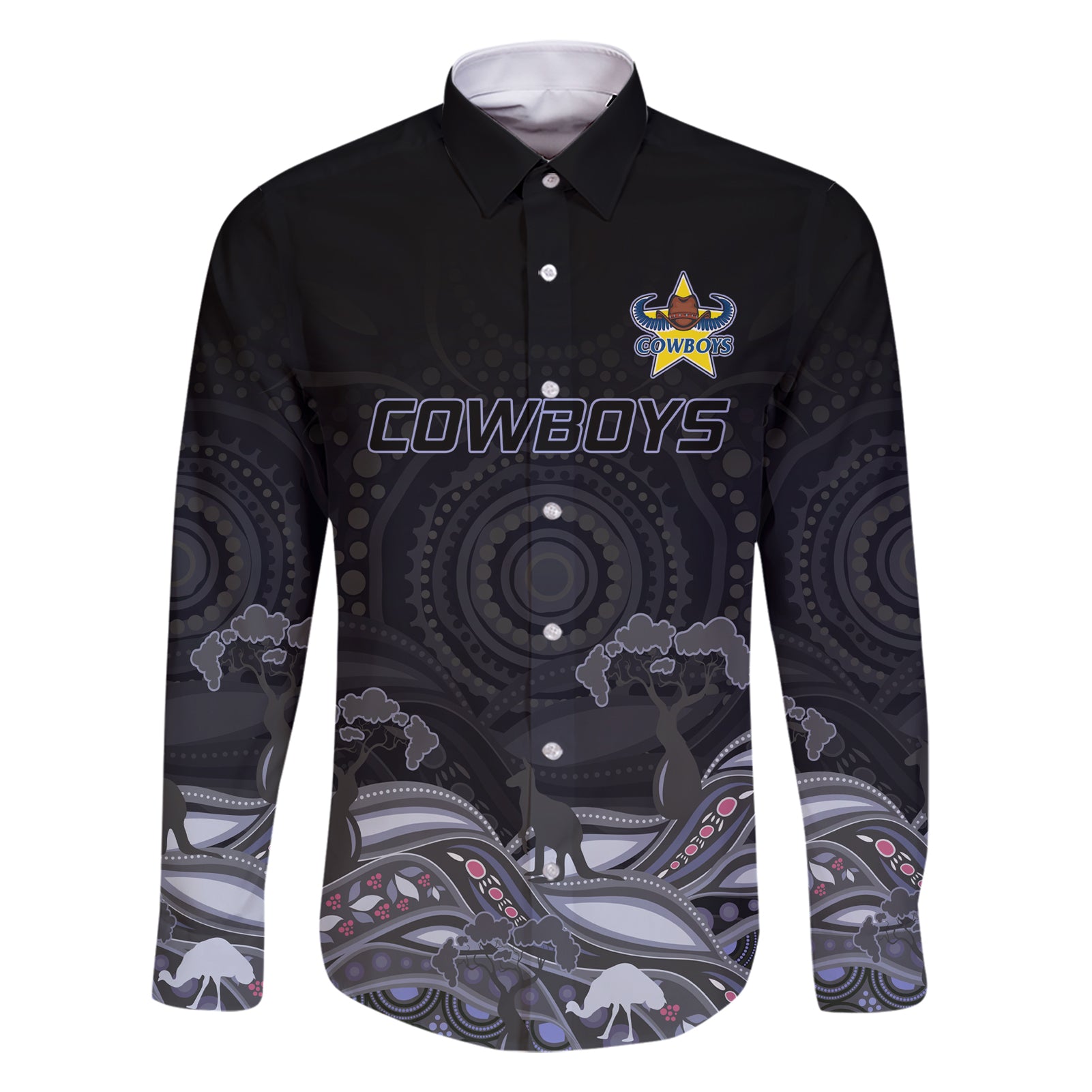 custom-cowboys-rugby-family-matching-short-sleeve-bodycon-dress-and-hawaiian-shirt-the-starry-night-indigenous