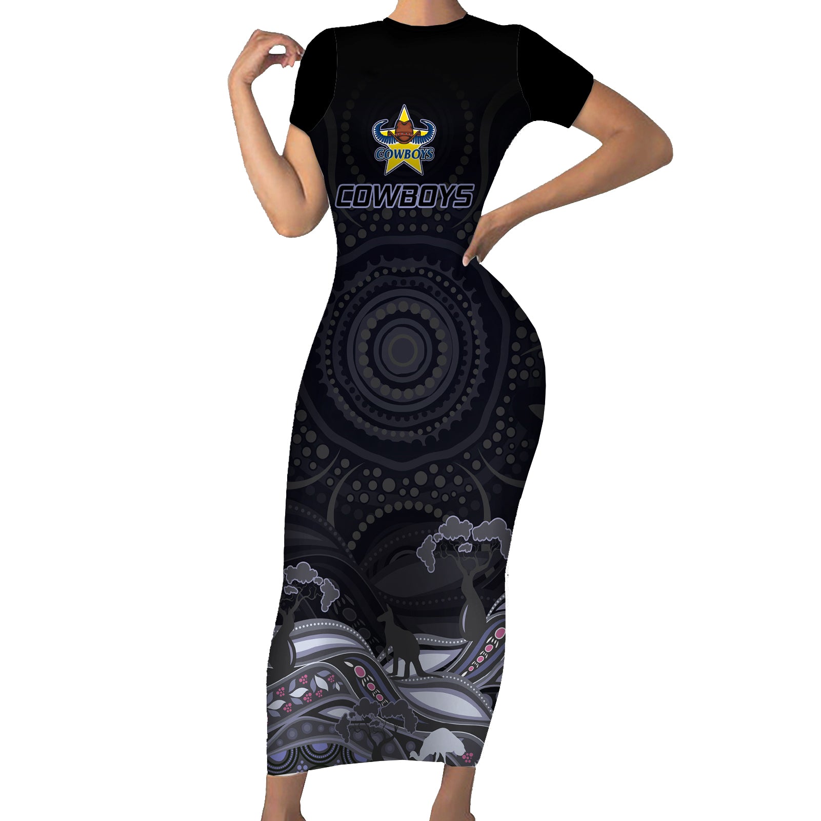 custom-cowboys-rugby-family-matching-short-sleeve-bodycon-dress-and-hawaiian-shirt-the-starry-night-indigenous