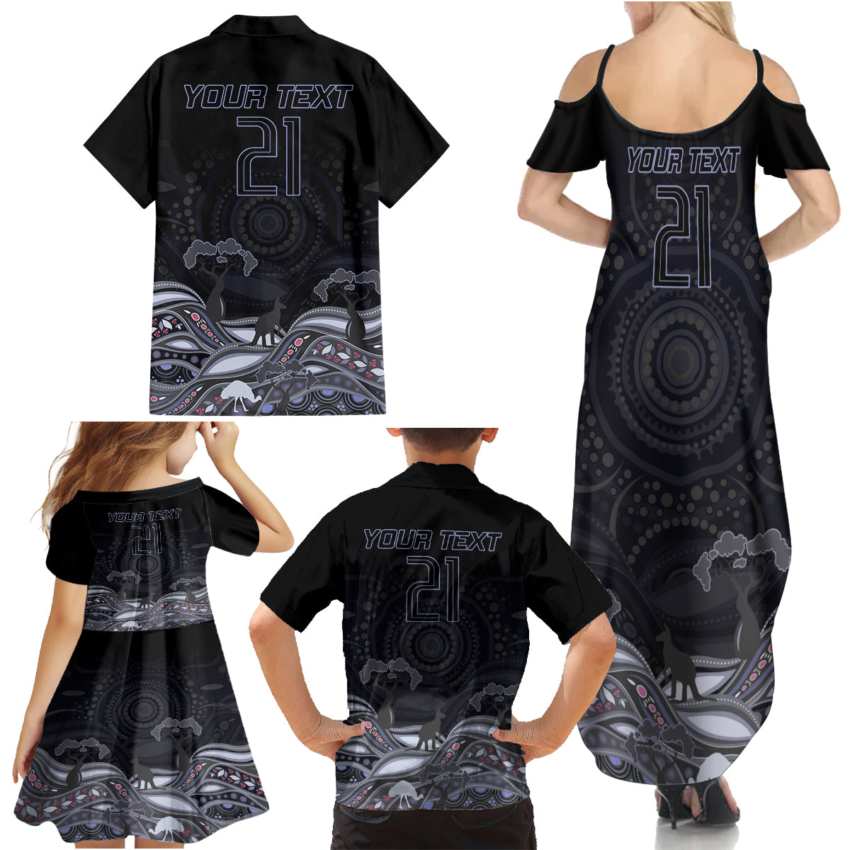 custom-cowboys-rugby-family-matching-summer-maxi-dress-and-hawaiian-shirt-the-starry-night-indigenous