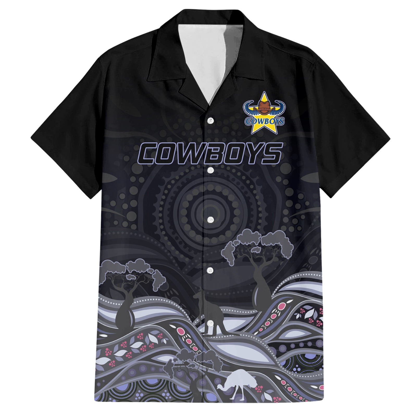 Custom Cowboys Rugby Hawaiian Shirt The Starry Night Indigenous - Vibe Hoodie Shop