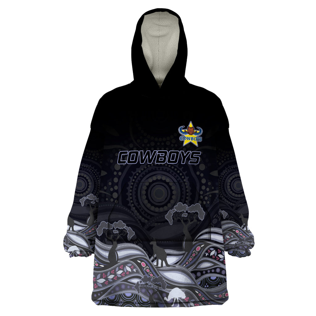 Custom Cowboys Rugby Wearable Blanket Hoodie The Starry Night Indigenous - Vibe Hoodie Shop