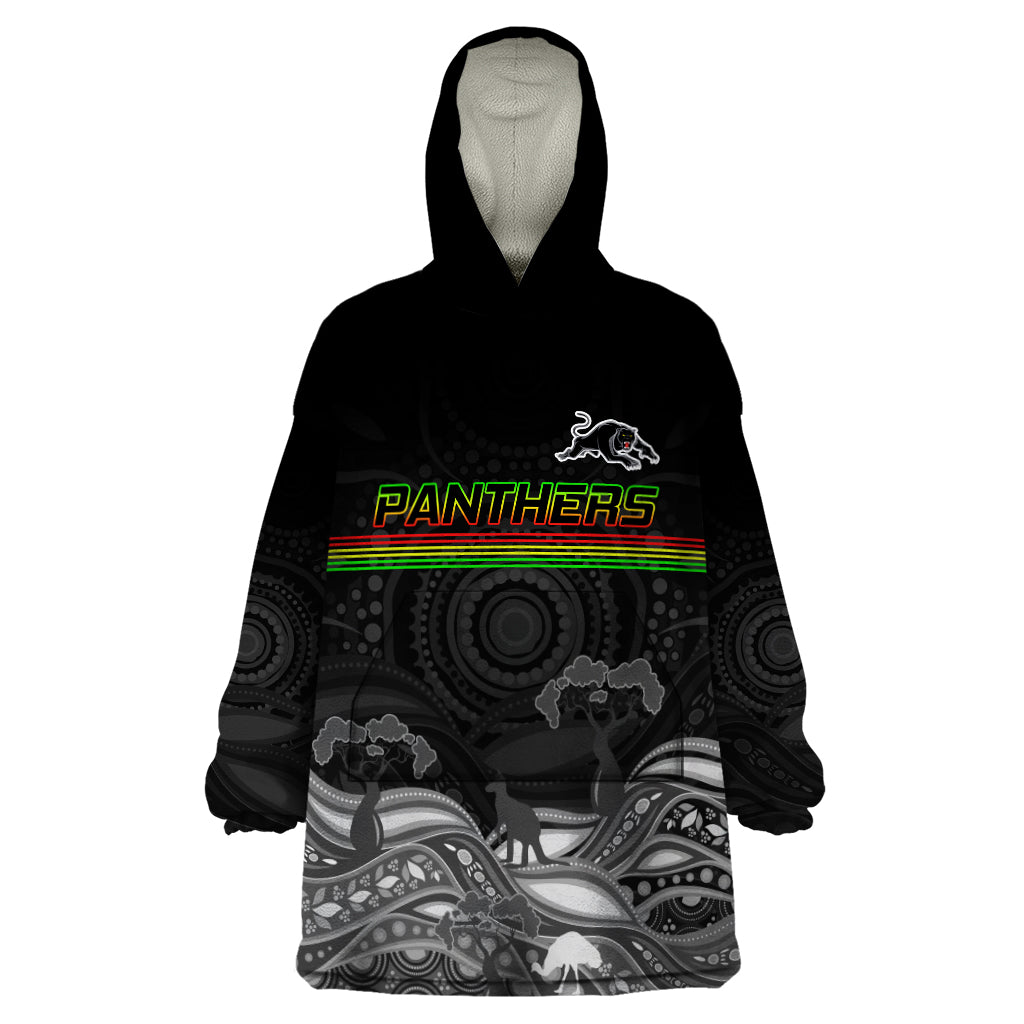 Custom Panthers Rugby Wearable Blanket Hoodie The Starry Night Indigenous - Vibe Hoodie Shop