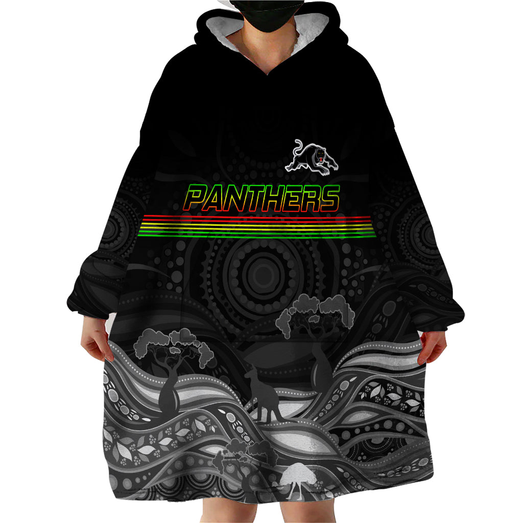 Custom Panthers Rugby Wearable Blanket Hoodie The Starry Night Indigenous - Vibe Hoodie Shop